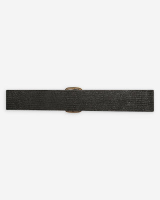Ceinture tissée boucle carrée dorée noir Popcorn
