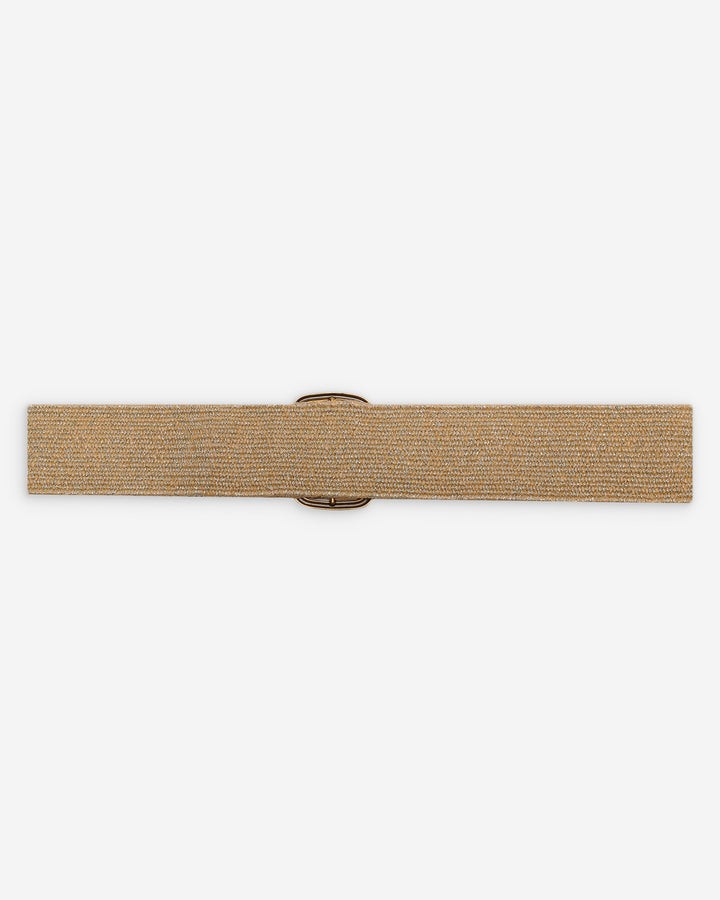 Ceinture tissée boucle carrée dorée sable Popcorn