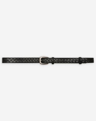 Ceinture en cuir tressée boucle argentée noir Villette