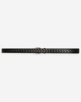 Ceinture en cuir tressée boucle argentée noir Villette
