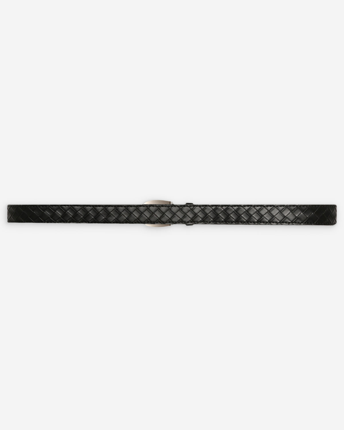 Ceinture en cuir tressée boucle argentée noir Villette