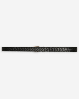 Ceinture en cuir tressée boucle argentée noir Villette