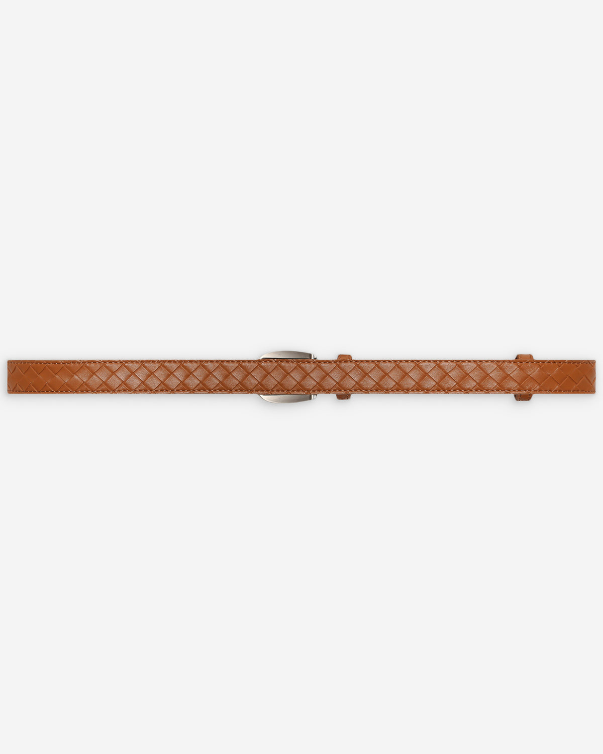 Ceinture en cuir tressée boucle argentée ocre Villette
