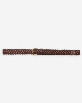 Ceinture en cuir tressée boucle dorée chocolat Viona