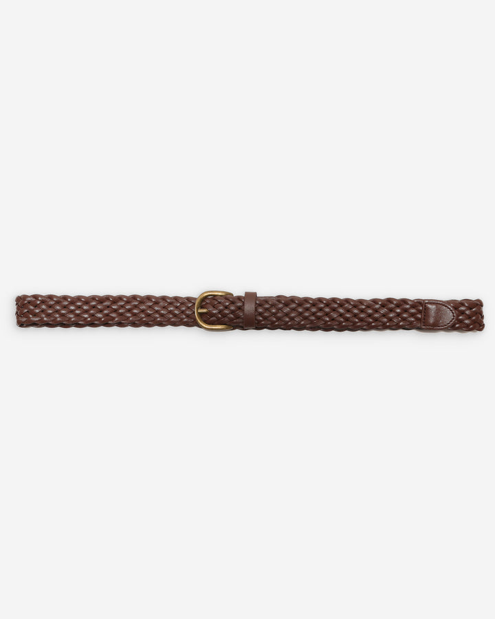 Cinturón de cuero trenzado con hebilla dorada chocolat Viona