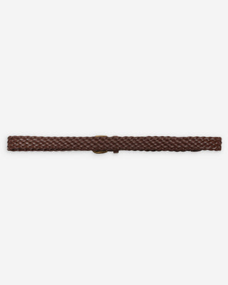 Ceinture en cuir tressée boucle dorée chocolat Viona