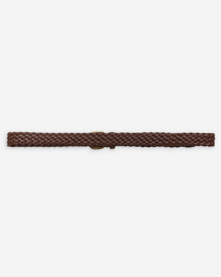 Cinturón de cuero trenzado con hebilla dorada chocolat Viona