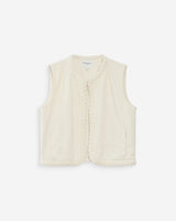 Veste sans manches en denim droite courte ecru Verona