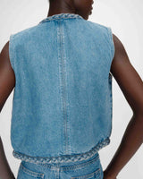 Veste sans manches en denim droite courte lightblue Verona