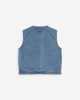 Veste sans manches en denim droite courte lightblue Verona