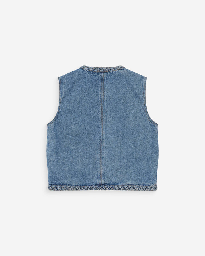 Veste sans manches en denim droite courte lightblue Verona