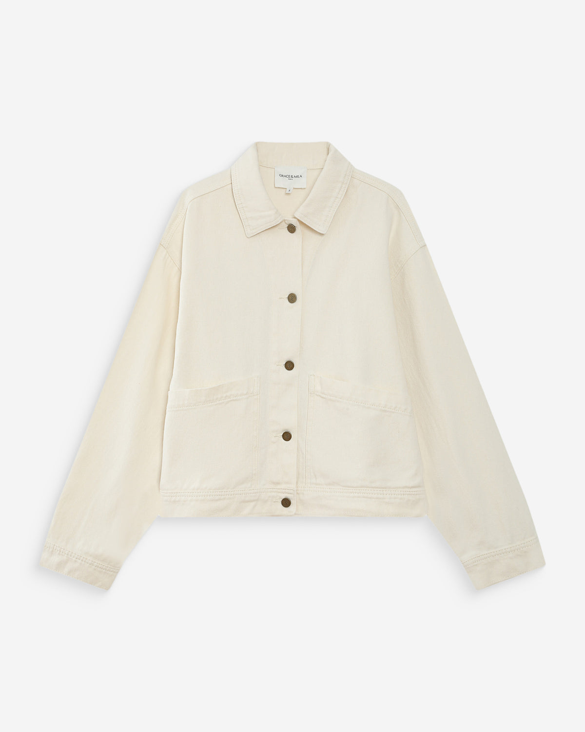 Boxy long-sleeve denim jacket ecru Vinnie