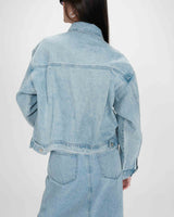 Veste en jean boxy manches longues skyblue Vinnie