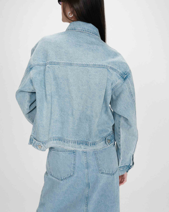 Veste en jean boxy manches longues skyblue Vinnie