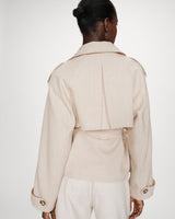 Trench-coat court ceinturé col à revers sable Vogue