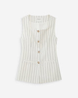 Tailored pinstripe linen sleeveless vest white Vic