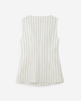 Tailored pinstripe linen sleeveless vest white Vic