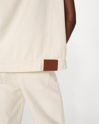 Veste sans manches en jean oversize ecru Vallonia