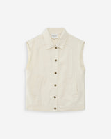 Veste sans manches en jean oversize ecru Vallonia