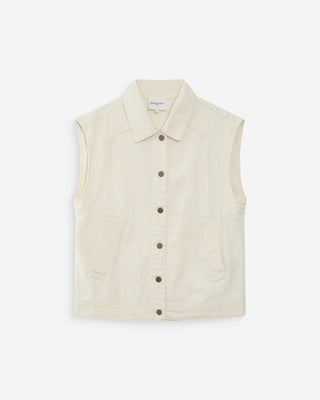 Veste sans manches en jean oversize ecru Vallonia