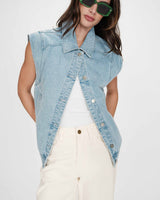 Veste sans manches en jean oversize skyblue Vallonia