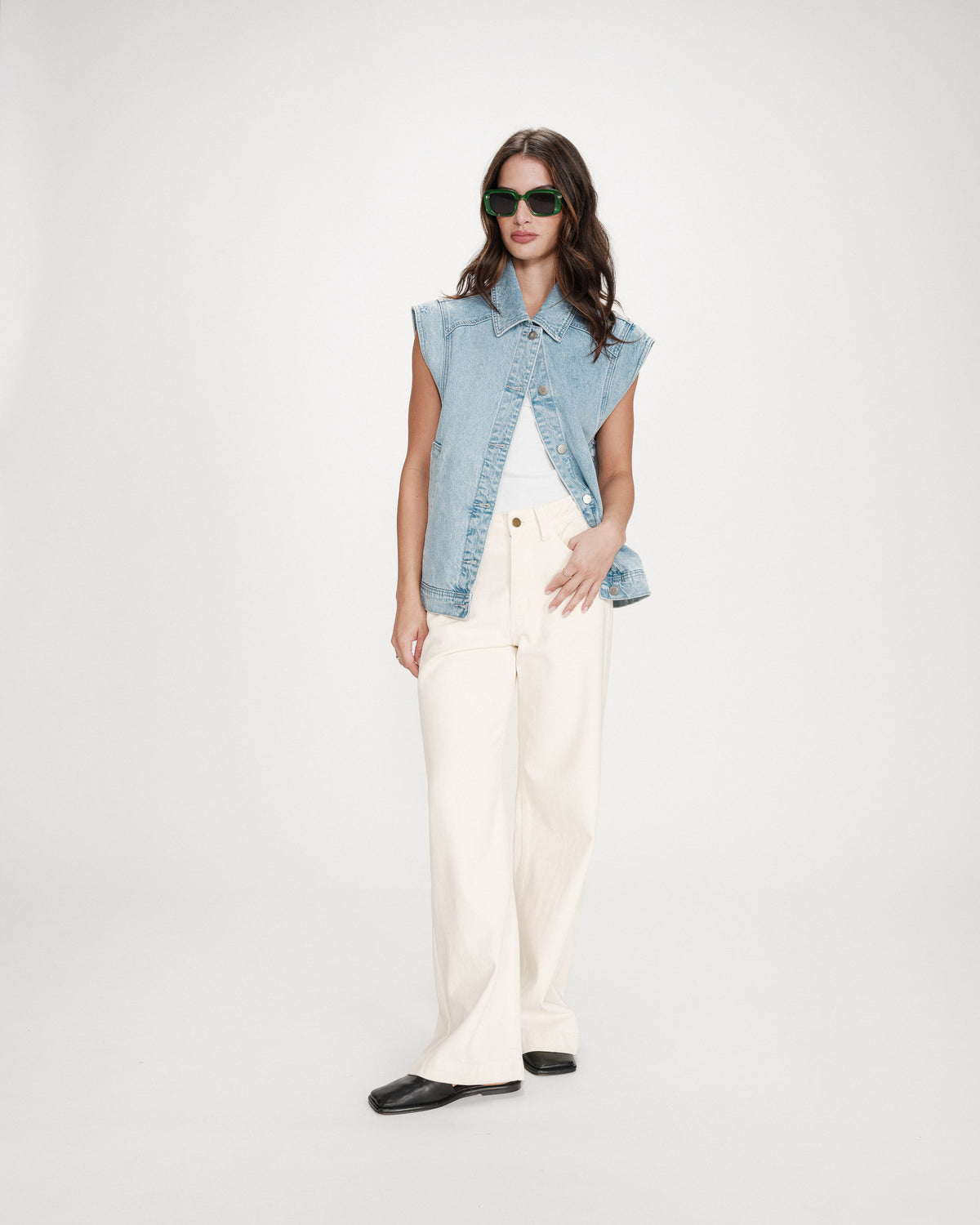 Veste sans manches en jean oversize skyblue Vallonia