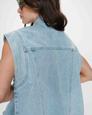 Veste sans manches en jean oversize skyblue Vallonia
