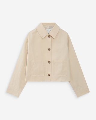 Veste courte en coton boutonnée à poches ecru Veronica