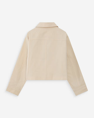 Veste courte en coton boutonnée à poches ecru Veronica