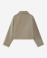 Veste courte en coton boutonnée à poches sauge Veronica