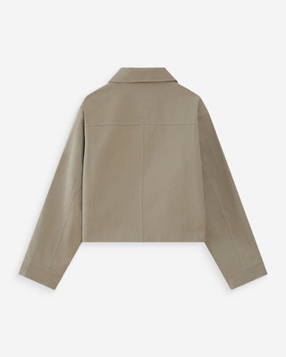 Veste courte en coton boutonnée à poches sauge Veronica