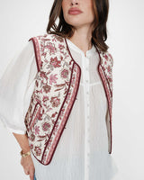 Veste matelassée en coton sans manches imprimée fleur Viola