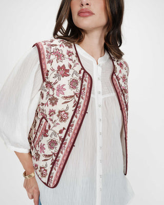 Veste matelassée en coton sans manches imprimée fleur Viola