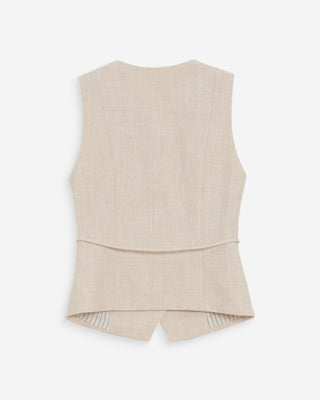 Gilet croisé à nouer sans manches cintré sable Vilmont