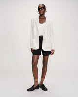 Blazer droit rayé à deux boutons white Velvet