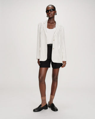 Blazer droit rayé à deux boutons white Velvet