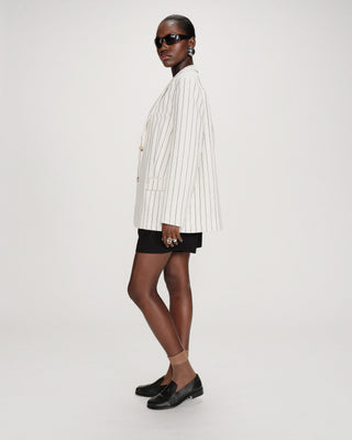 Blazer droit rayé à deux boutons white Velvet