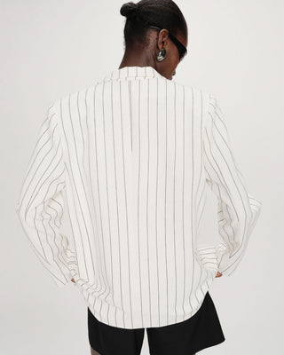 Blazer droit rayé à deux boutons white Velvet