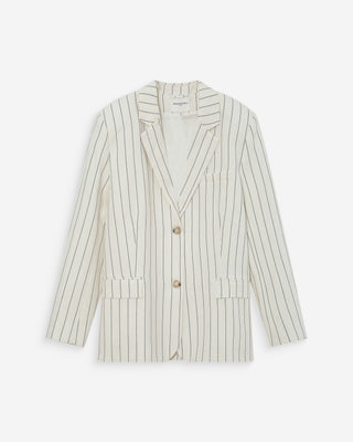 Blazer droit rayé à deux boutons white Velvet
