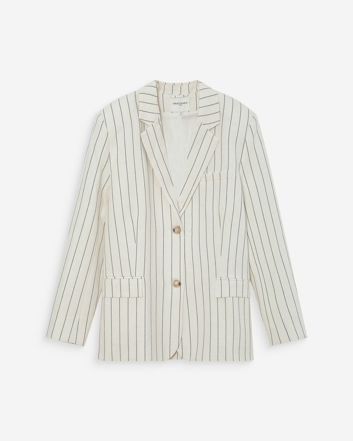 Blazer droit rayé à deux boutons white Velvet