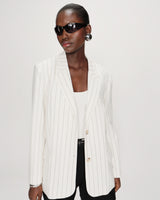 Blazer droit rayé à deux boutons white Velvet