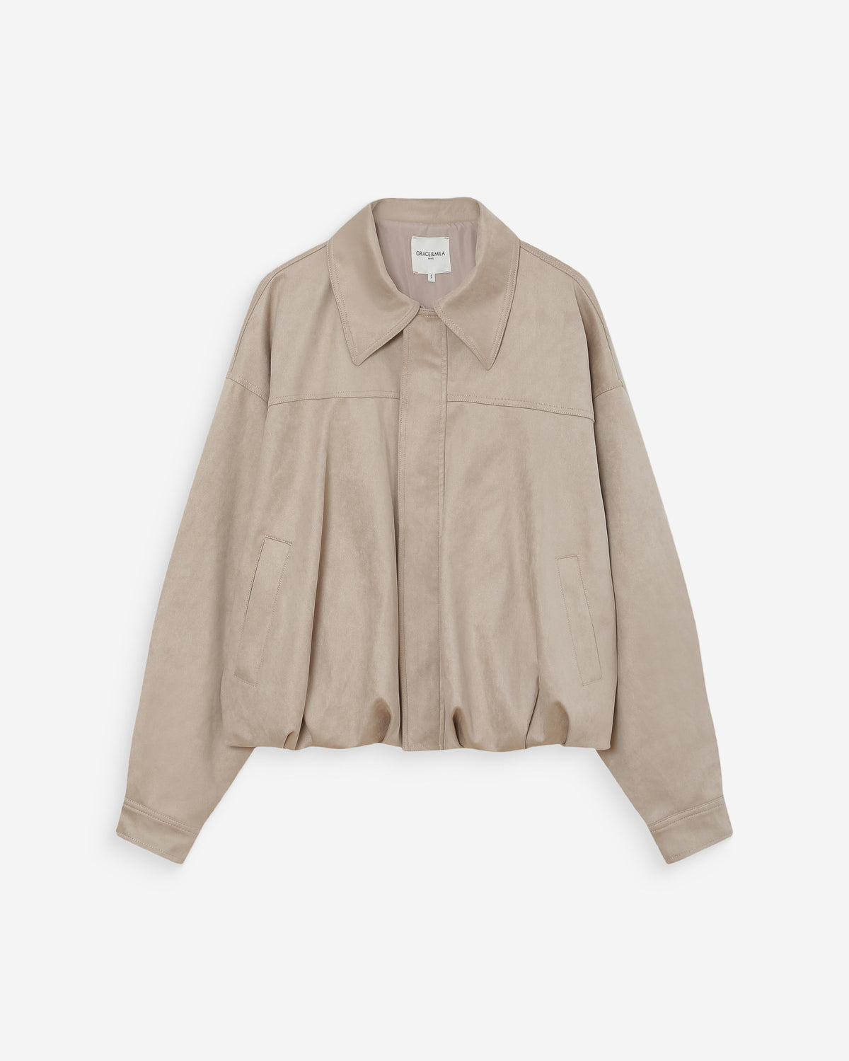 Veste bomber en suédine ourlet ballon grege Verve