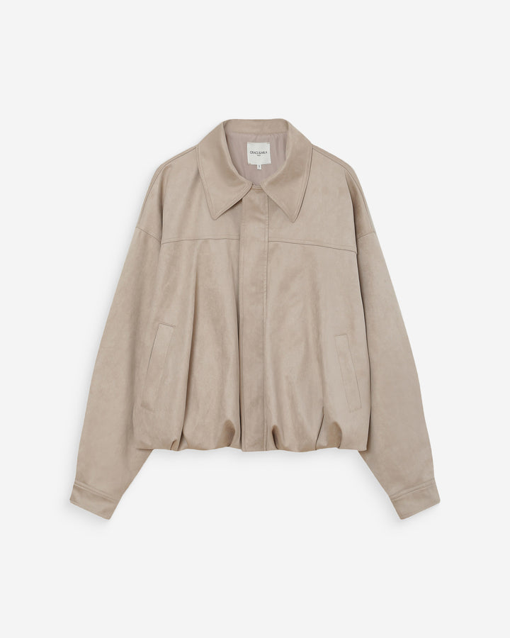 Veste bomber en suédine ourlet ballon grege Verve