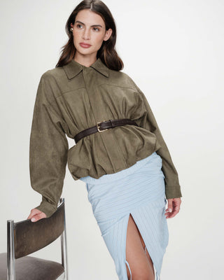 Veste bomber en suédine ourlet ballon kaki Verve