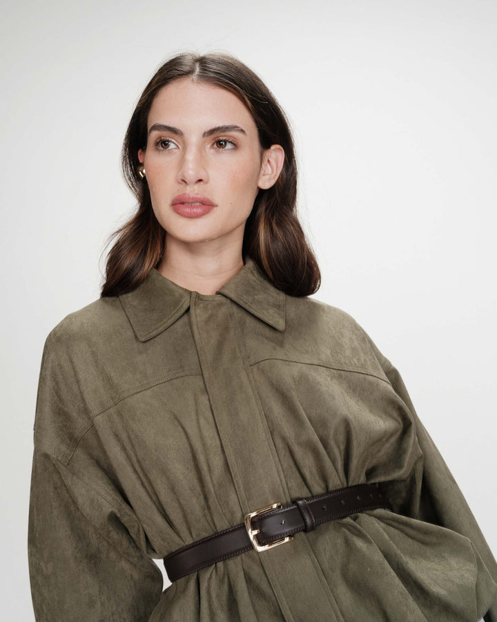 Veste bomber en suédine ourlet ballon kaki Verve