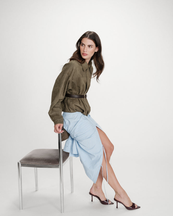 Veste bomber en suédine ourlet ballon kaki Verve