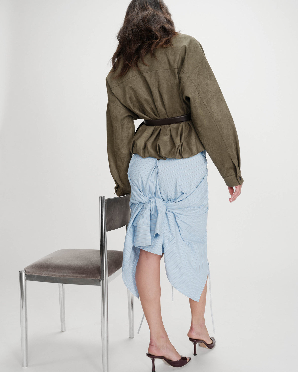 Veste bomber en suédine ourlet ballon kaki Verve