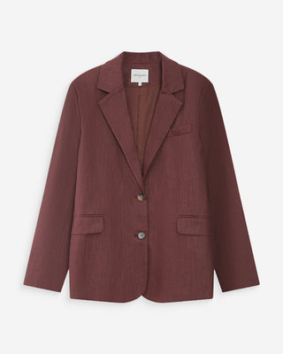 Blazer droit en lin et coton boutonné chocolat Velize