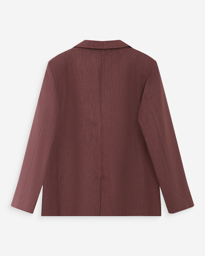 Blazer droit en lin et coton boutonné chocolat Velize