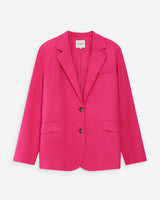 Blazer droit en lin et coton boutonné fuchsia Velize